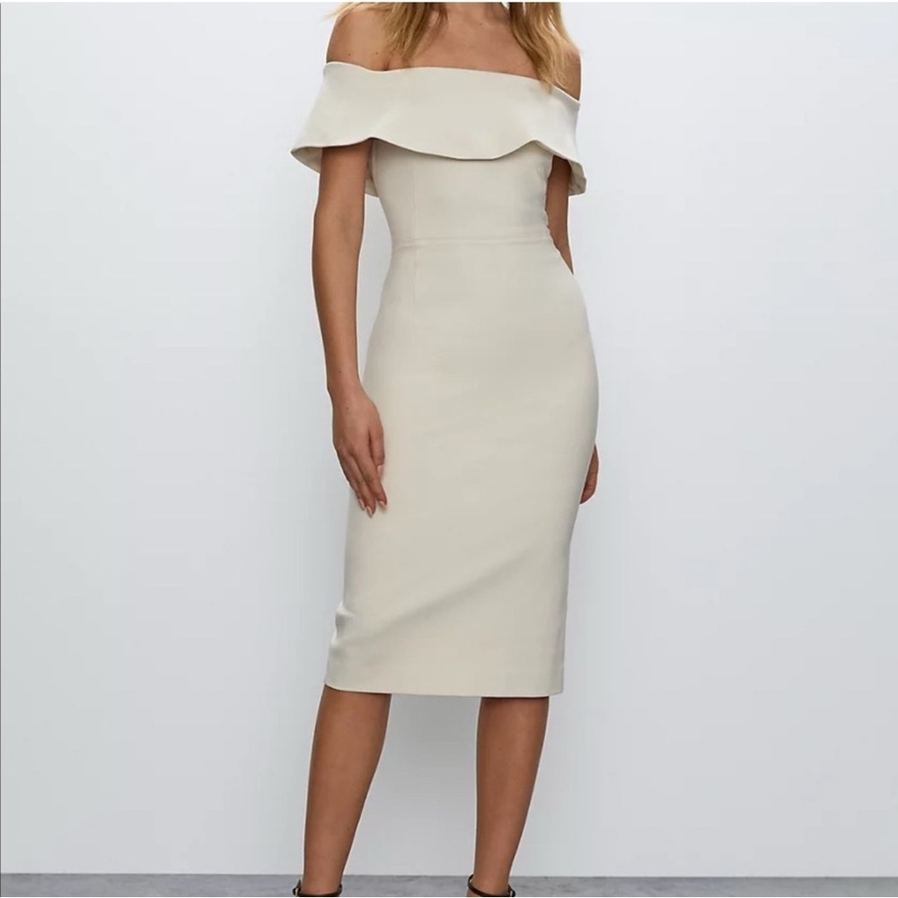 Babaton Aritzia Ruslan Off The Shoulder Cream Midi Graduation Dress Size 2